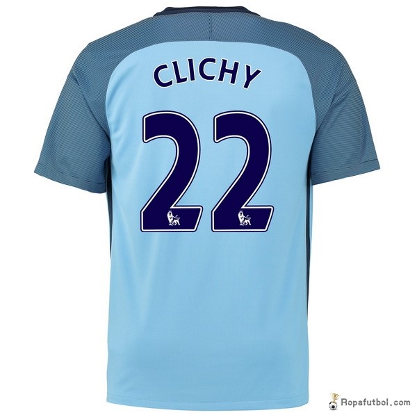 Camiseta Manchester City Replica Primera Ropa Clichy 2016/17 Azul